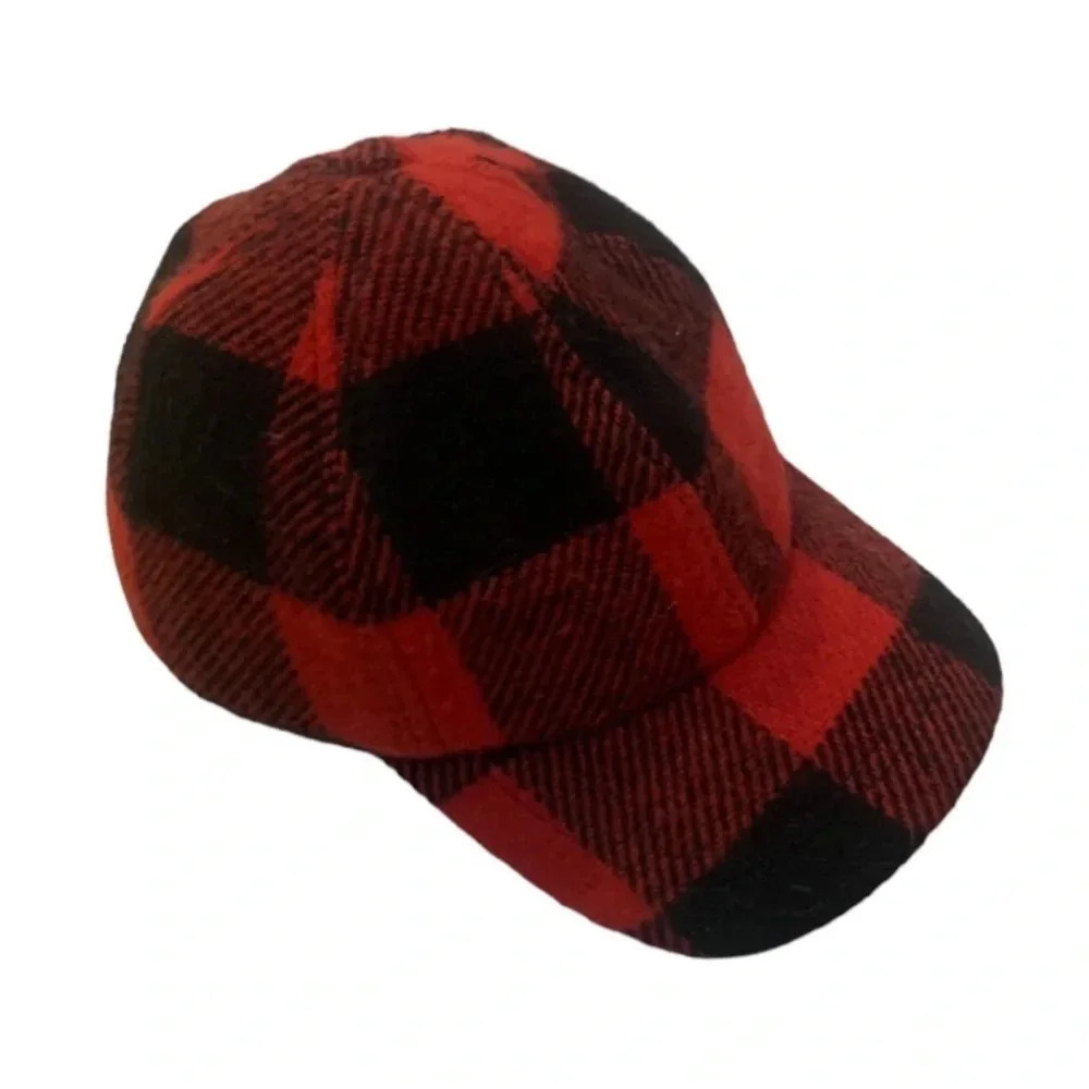 Vintage Dry Ice Black Red Plaid Wool Hat Lined